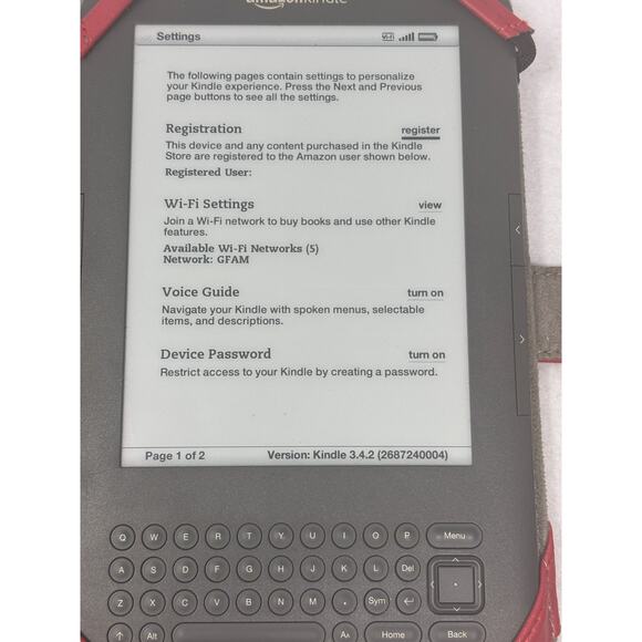 Amazon Kindle Keyboard 3, Wi-Fi, 6" 4GB, D00901 3rd Generation #02 w/ Light - Picture 4 of 8